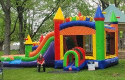 Mega Rainbow Bounce House w/ Slide - Wet or Dry